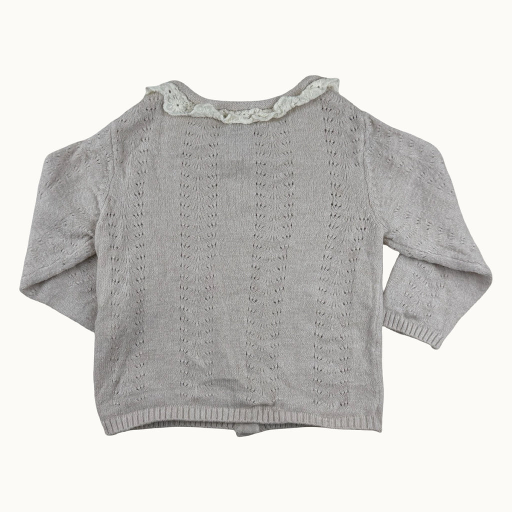 Gilet tricot col dentelle - 1 mois