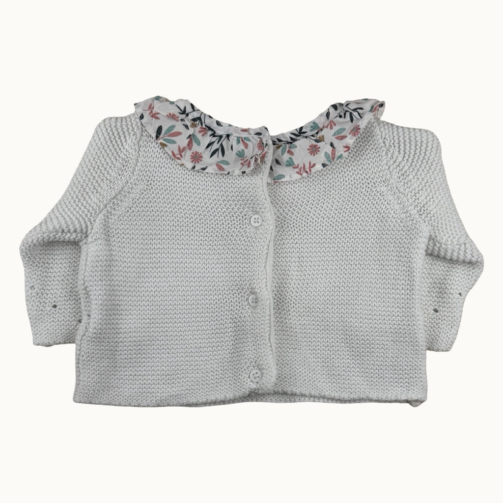 Pull tricot col fleuri - 1 mois