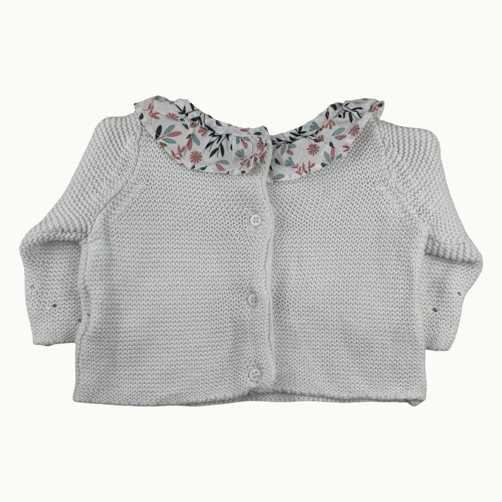 Pull tricot col fleuri - 1 mois