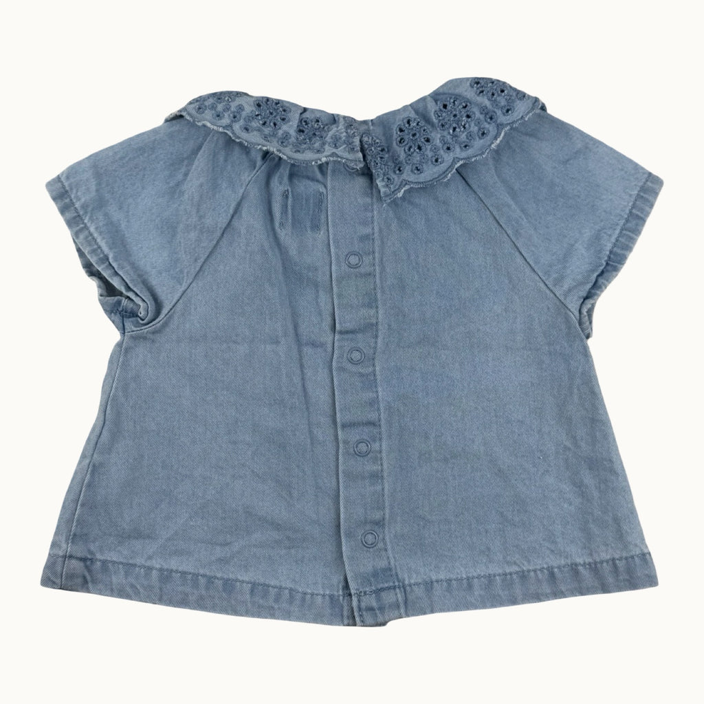 Blouse denim brodée - 1 mois