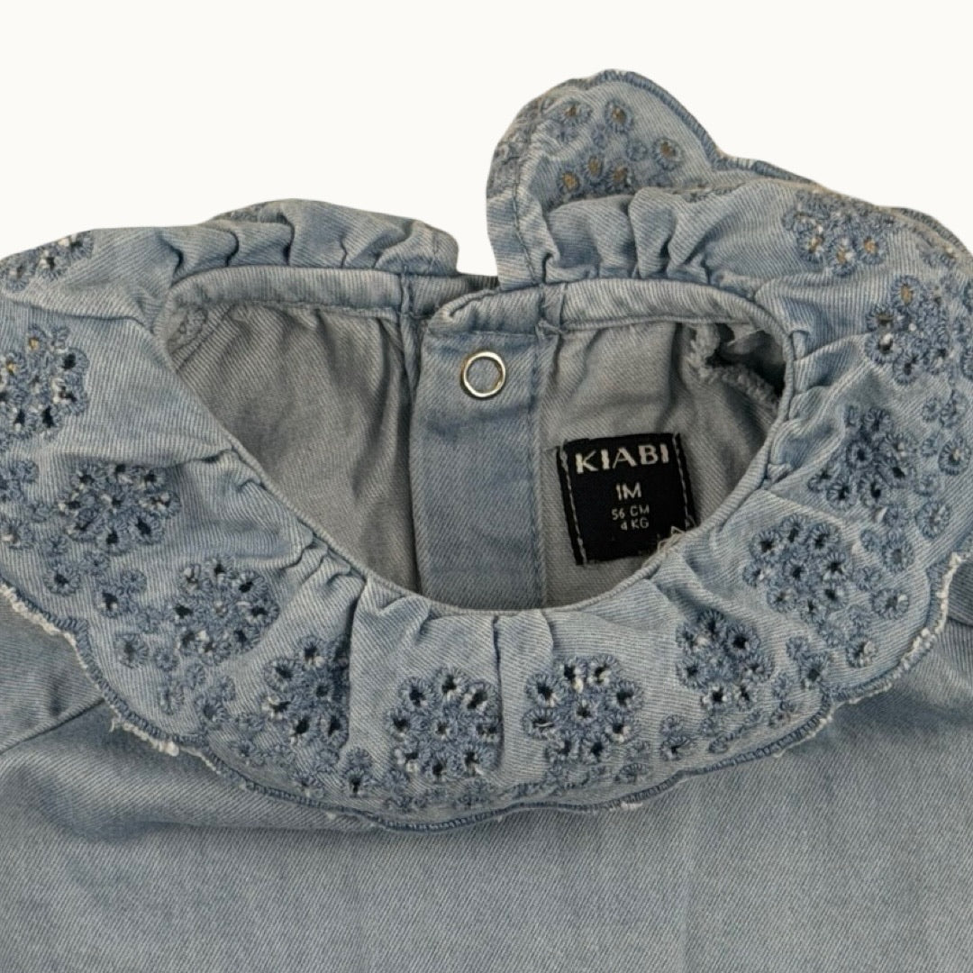 Blouse denim brodée - 1 mois