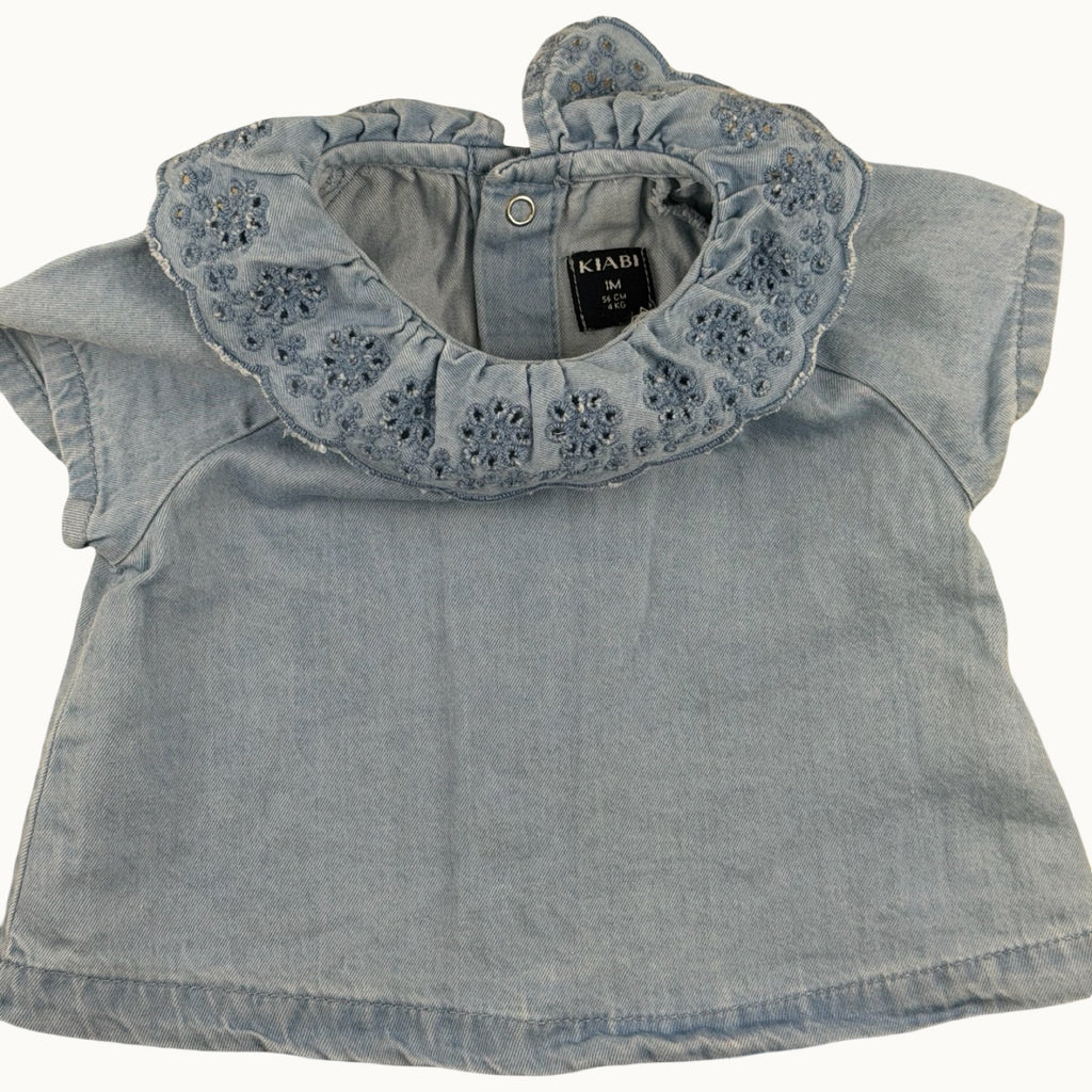 Blouse denim brodée - 1 mois