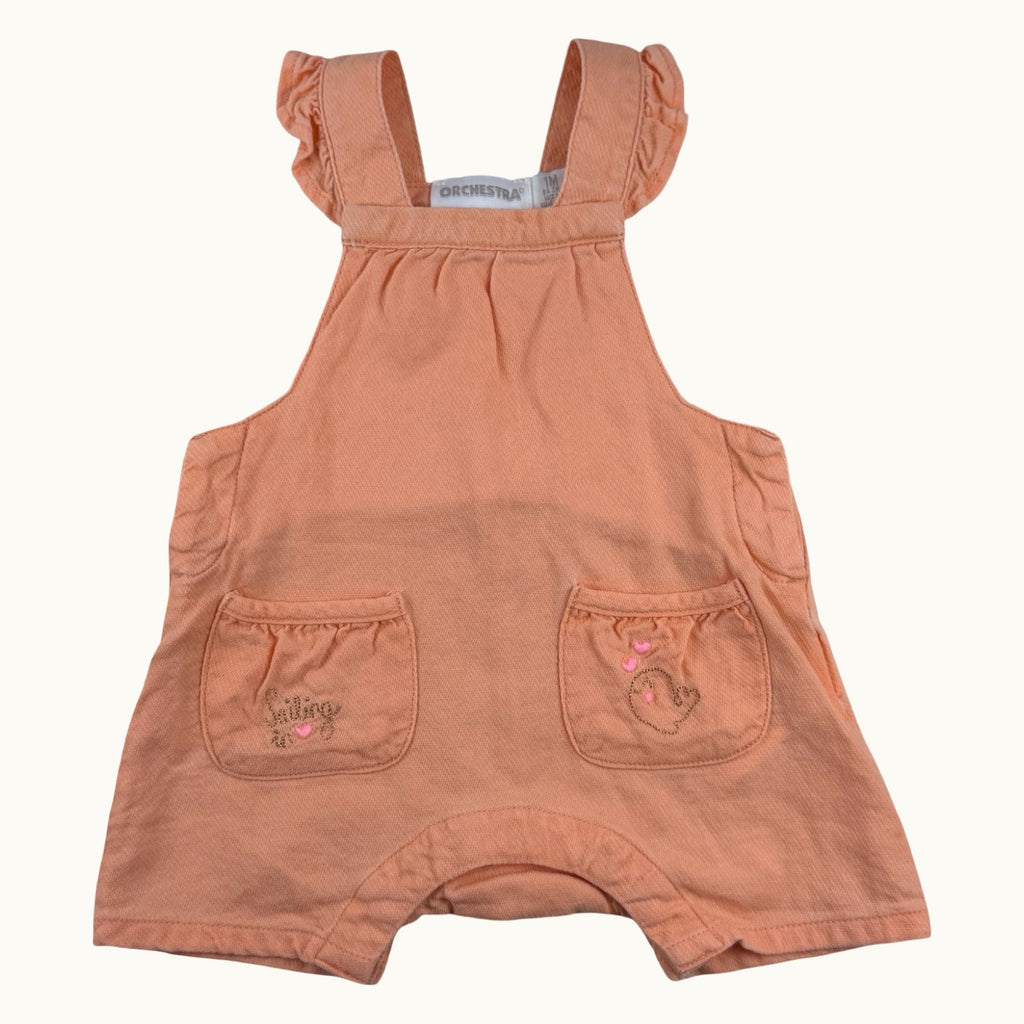 Combishort en jean orange - 1 mois