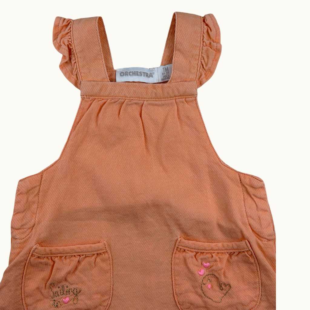 Combishort en jean orange - 1 mois