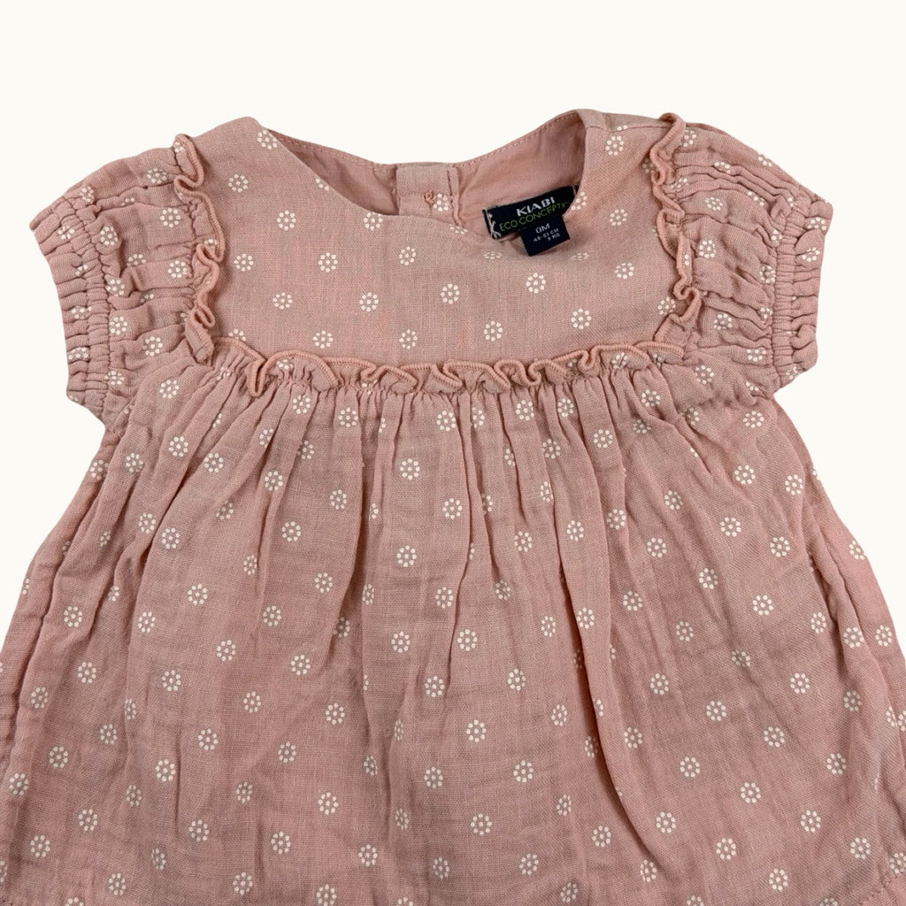 Ensemble robe et bloomer en double gaze - 0 mois