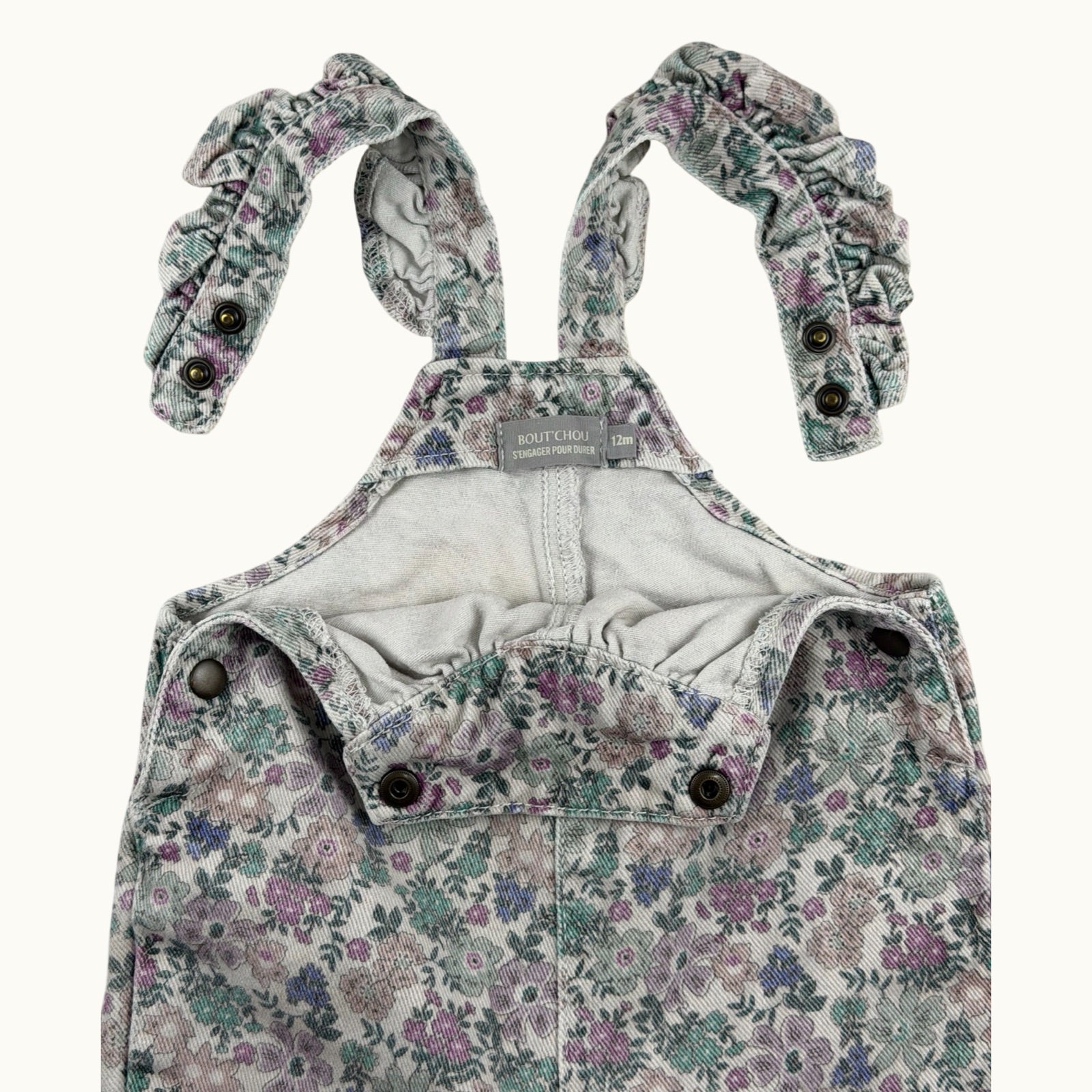 Salopette fleurie en jean Bout'chou - 12 mois