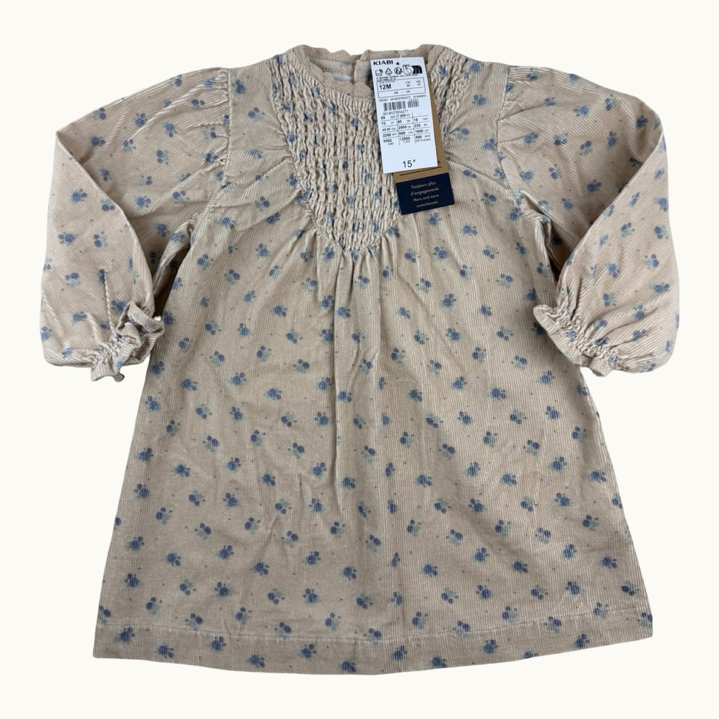 Robe en velours côtelé fleurie - 12 mois