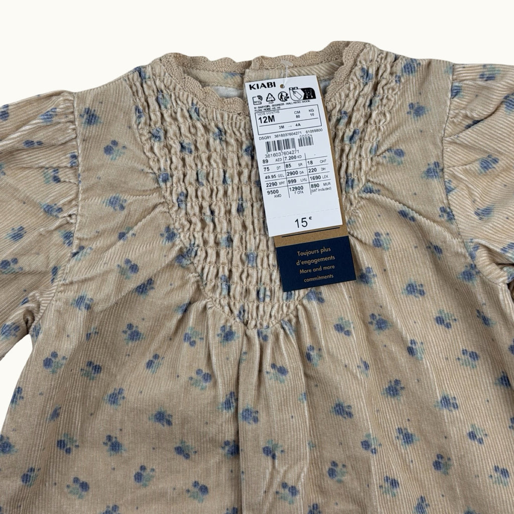 Robe en velours côtelé fleurie - 12 mois