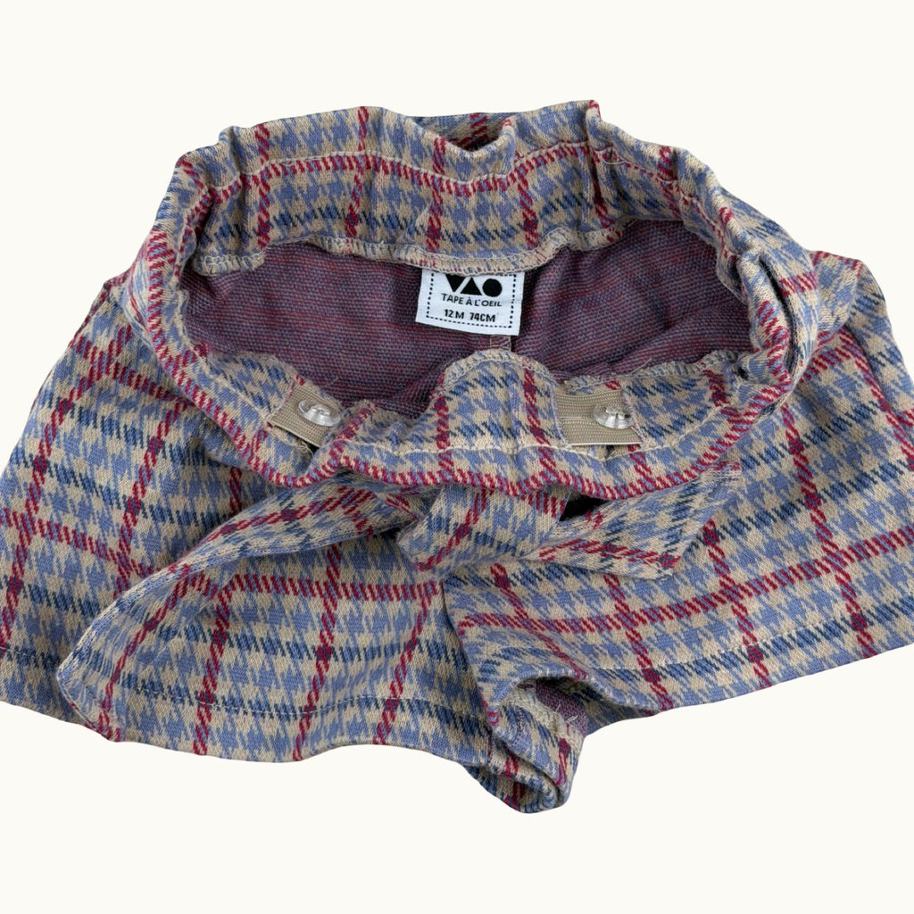 Short carreaux à nœud TAO - 12 mois