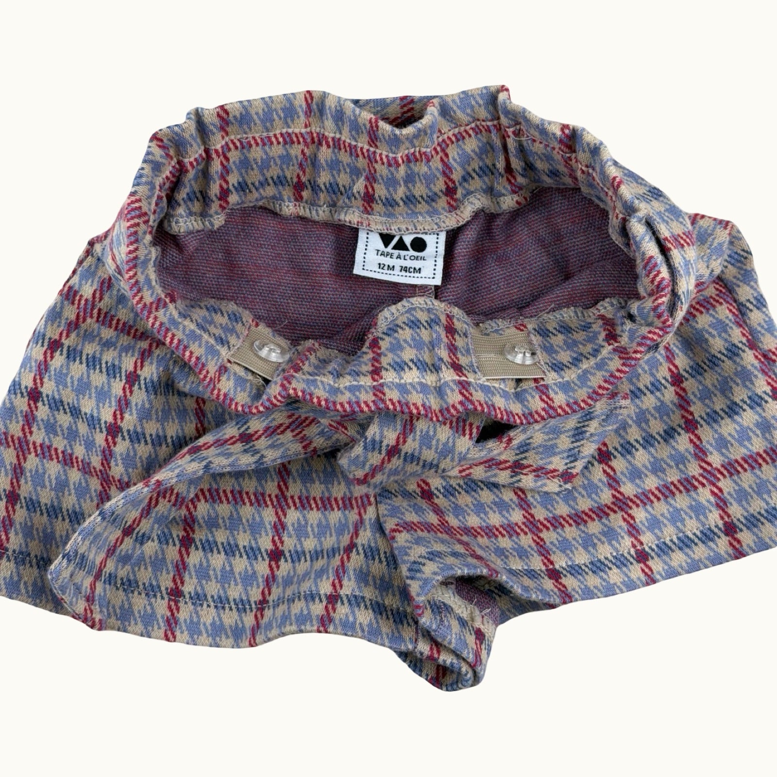 Short carreaux à nœud TAO - 12 mois
