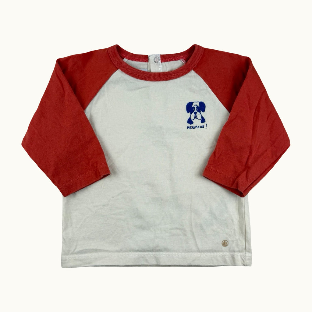T-shirt manches longues bicolore Petit Bateau - 6 mois
