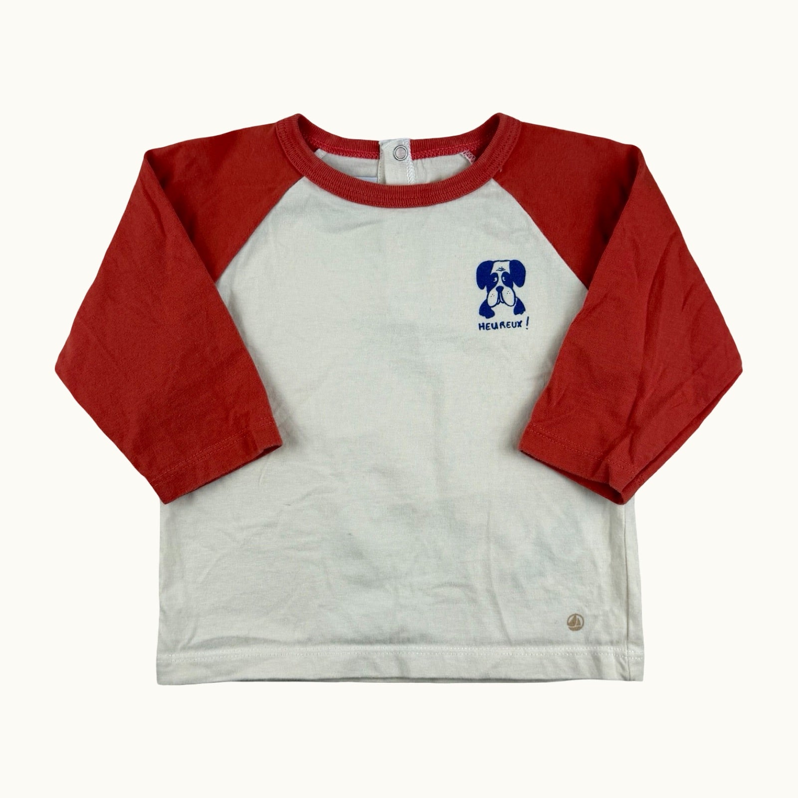 T-shirt manches longues bicolore Petit Bateau - 6 mois