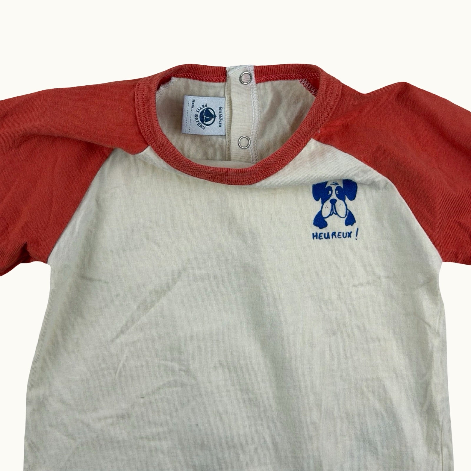 T-shirt manches longues bicolore Petit Bateau - 6 mois