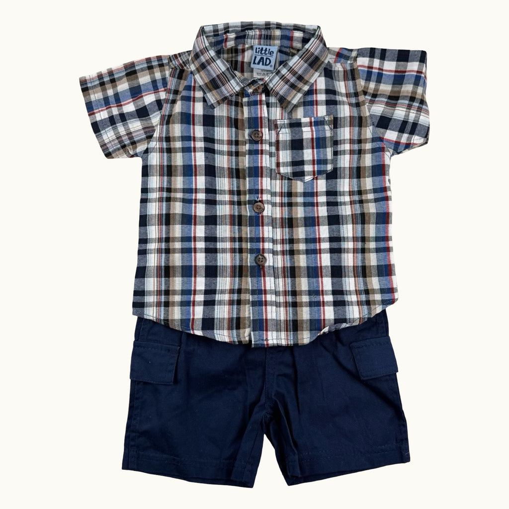 Ensemble chemise à carreaux et short cargo - 6 mois