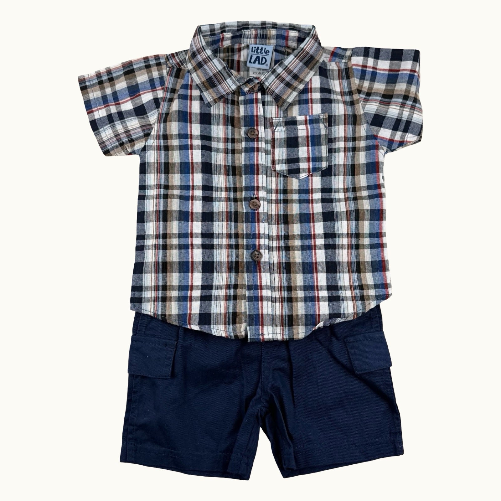 Ensemble chemise à carreaux et short cargo - 6 mois