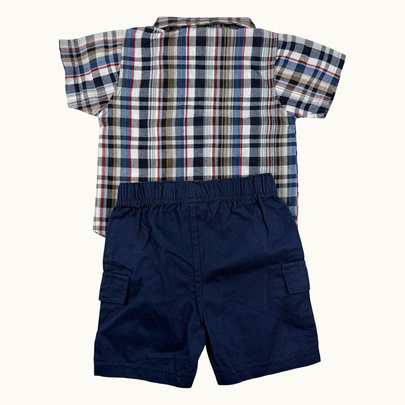 Ensemble chemise à carreaux et short cargo - 6 mois
