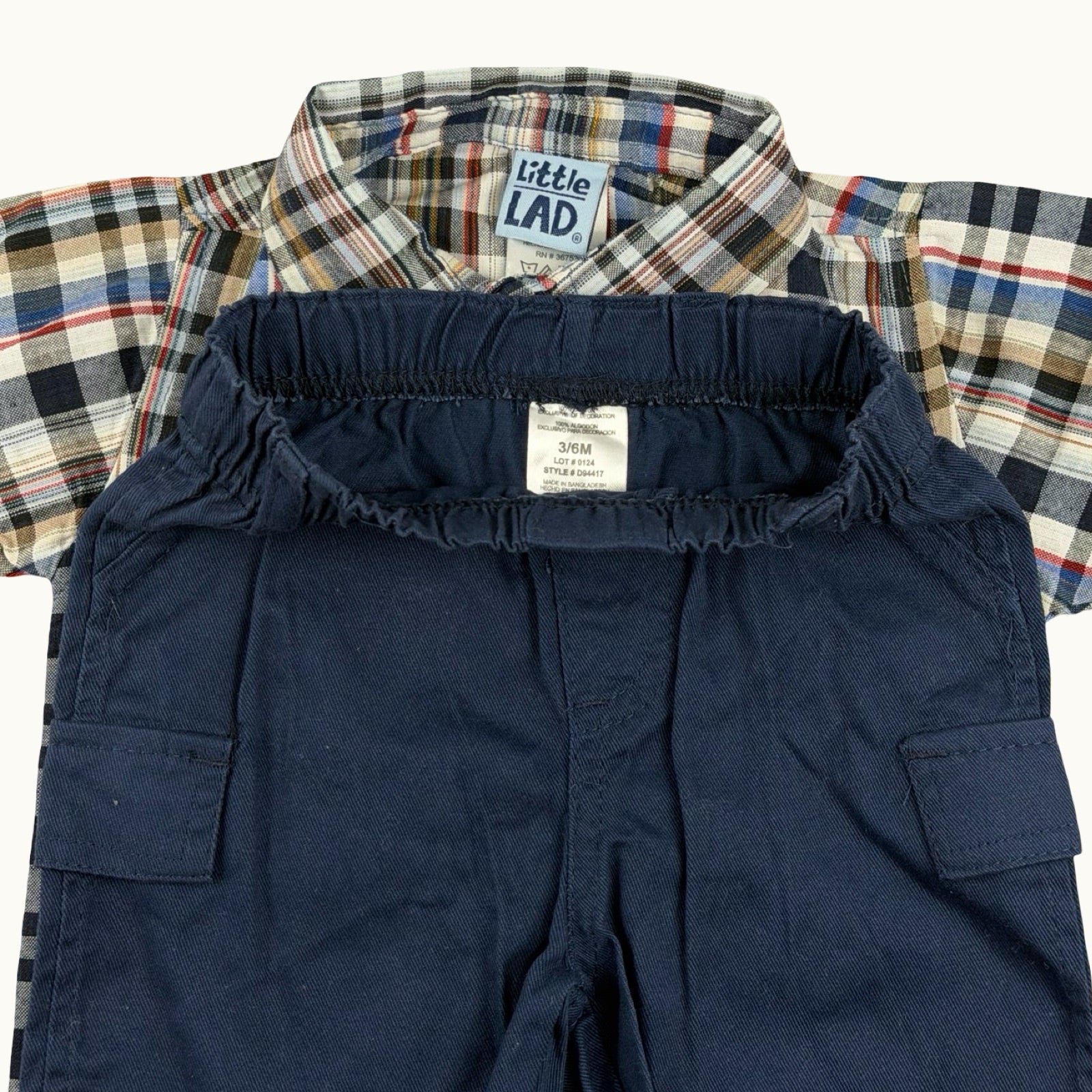 Ensemble chemise à carreaux et short cargo - 6 mois