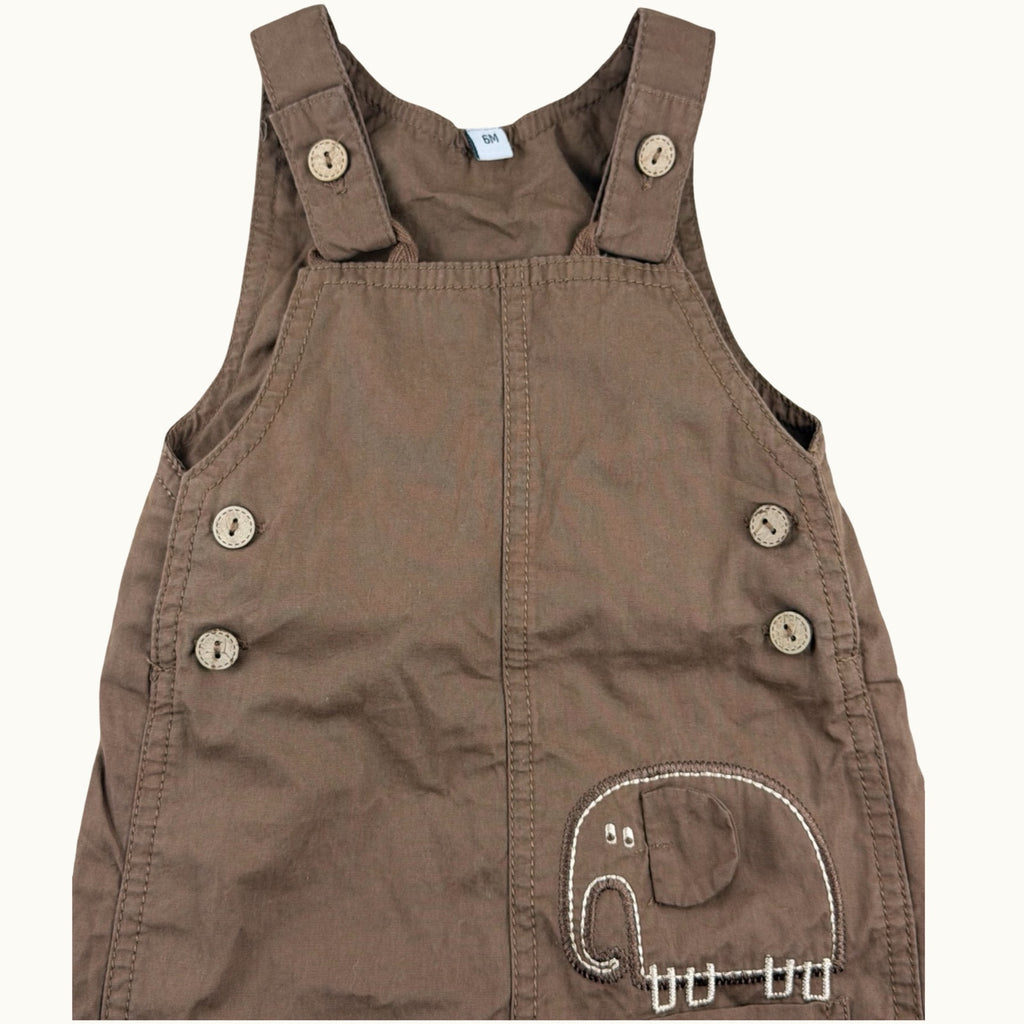 Combinaison marron avec éléphants brodés - 6 mois