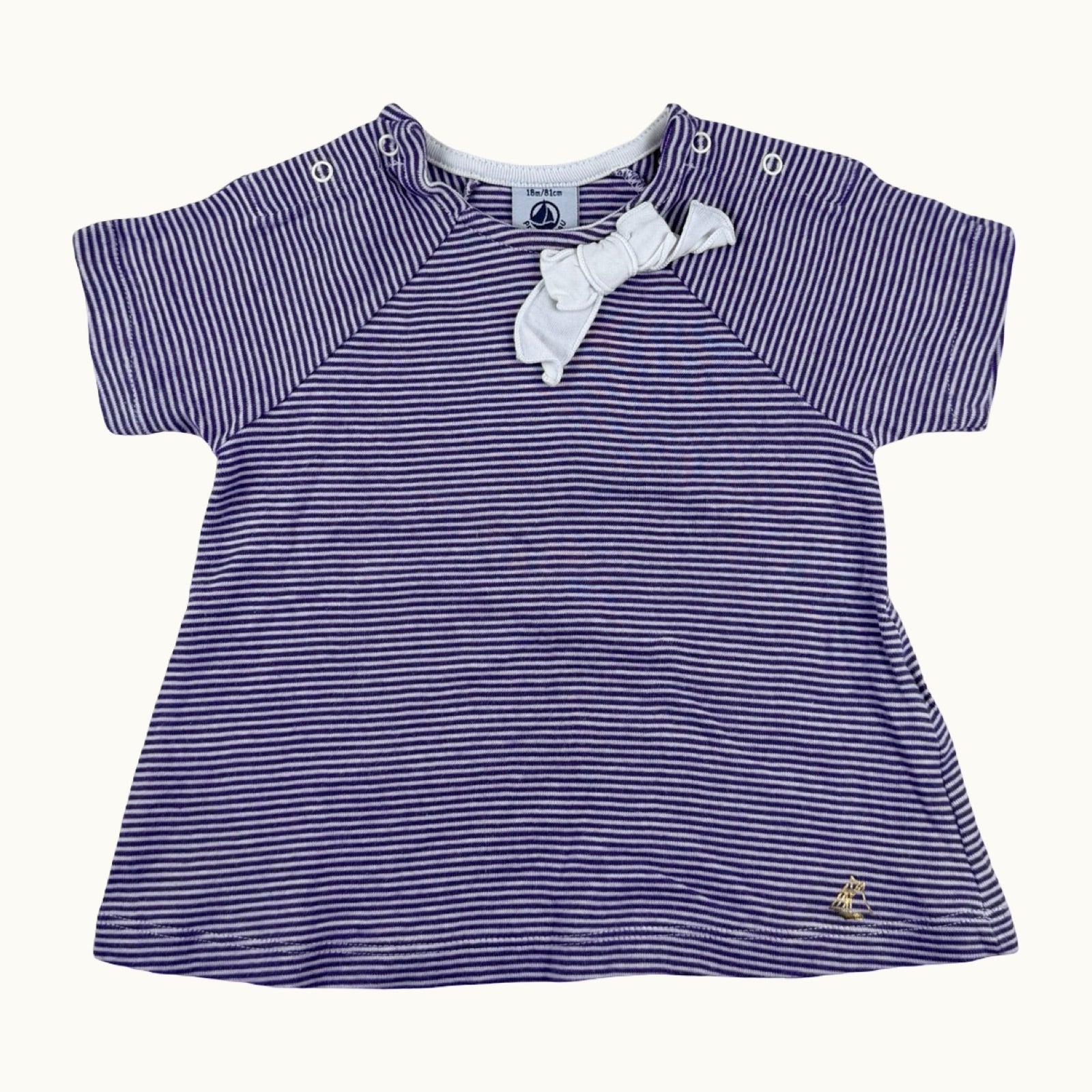 Haut marinière avec noeud Petit Bateau - 18 mois