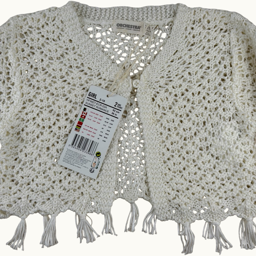 Gilet en crochet avec pompons - 24 mois
