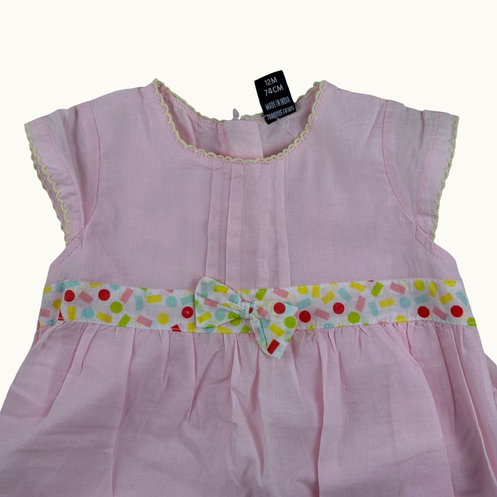 Robe rose avec noeud - 12 mois