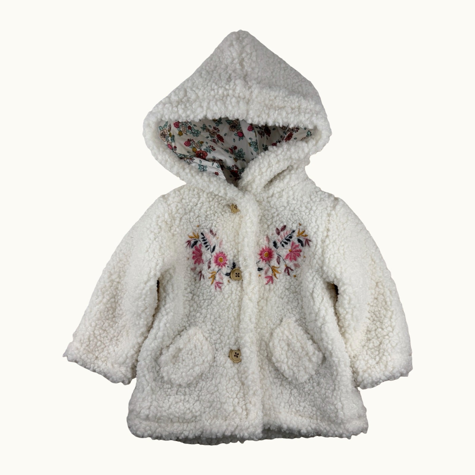 Manteau sherpa fleuri - 12 mois