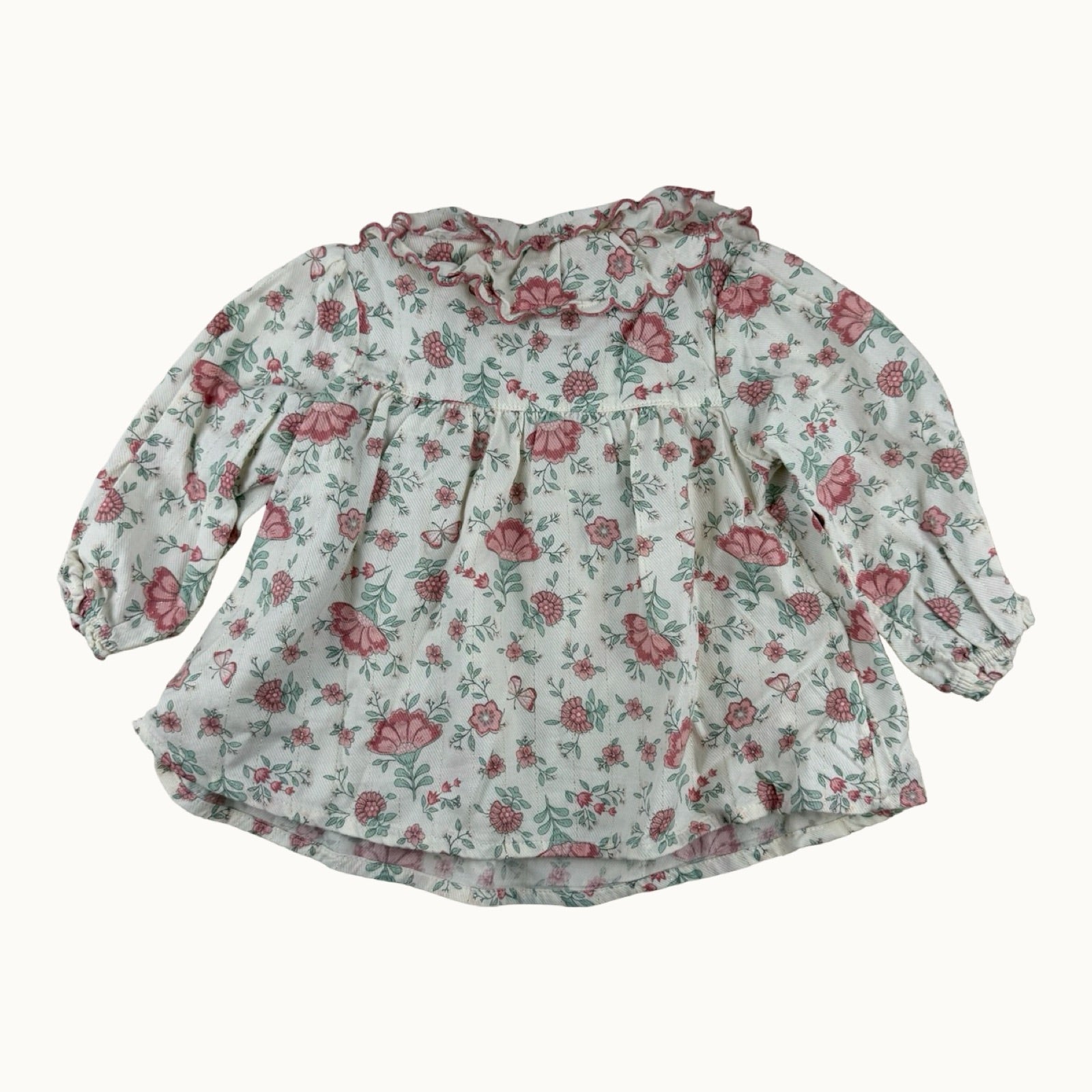 Blouse fleurie avec col - 6 mois
