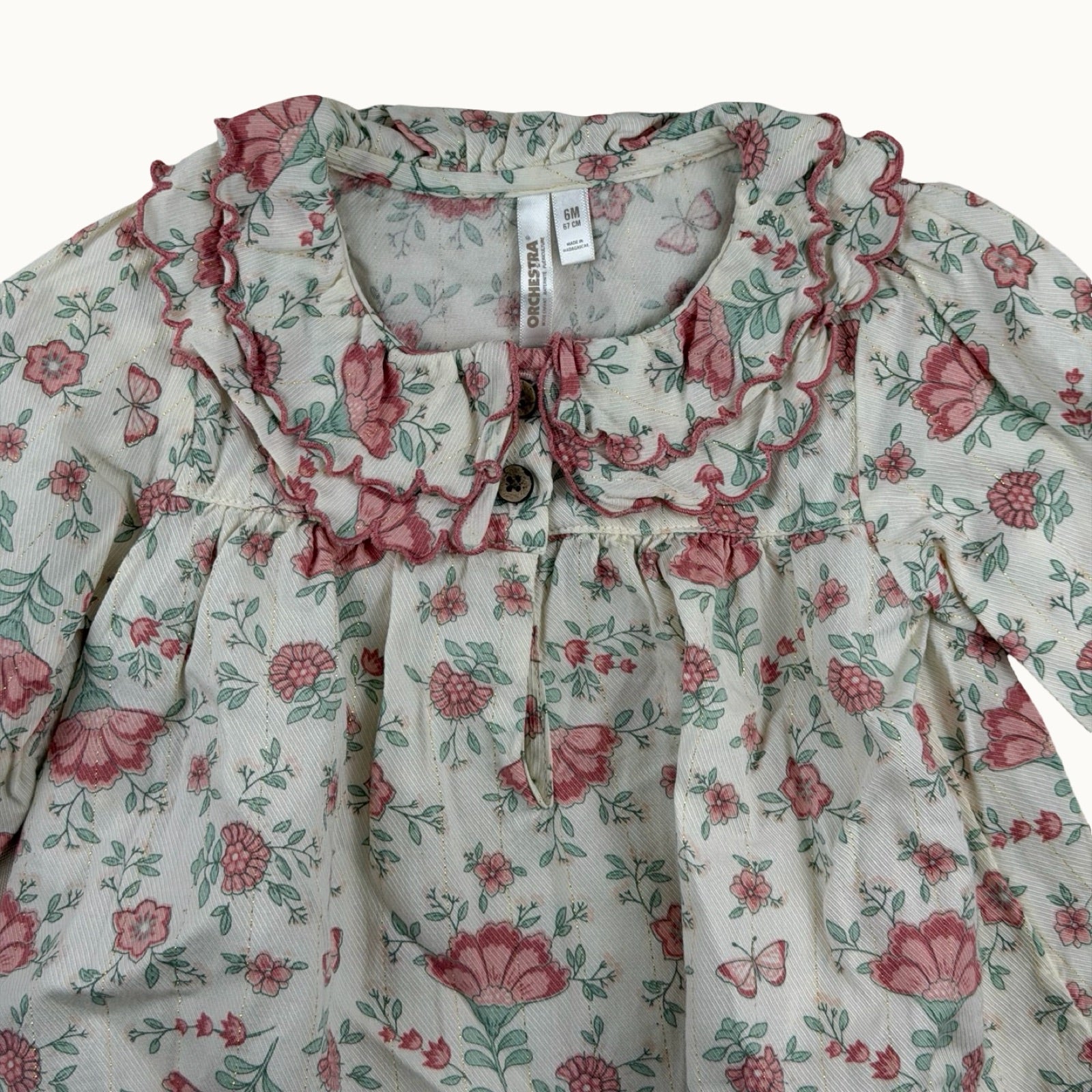Blouse fleurie avec col - 6 mois