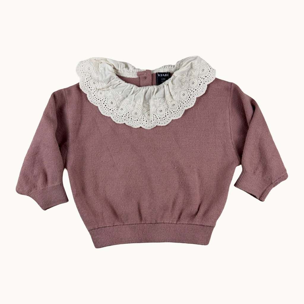 Pull avec col broderie anglaise - 6 mois
