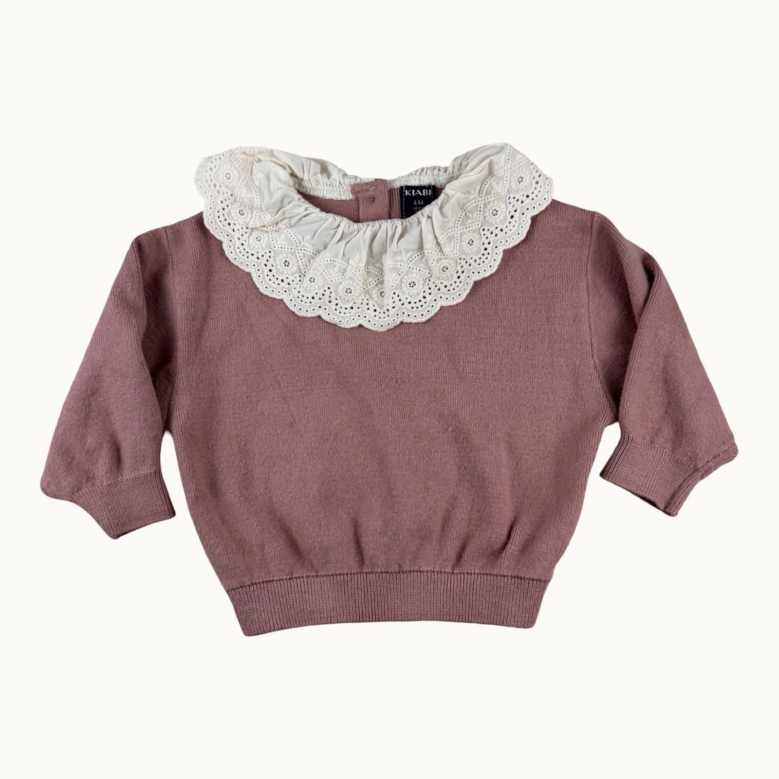 Pull avec col broderie anglaise - 6 mois