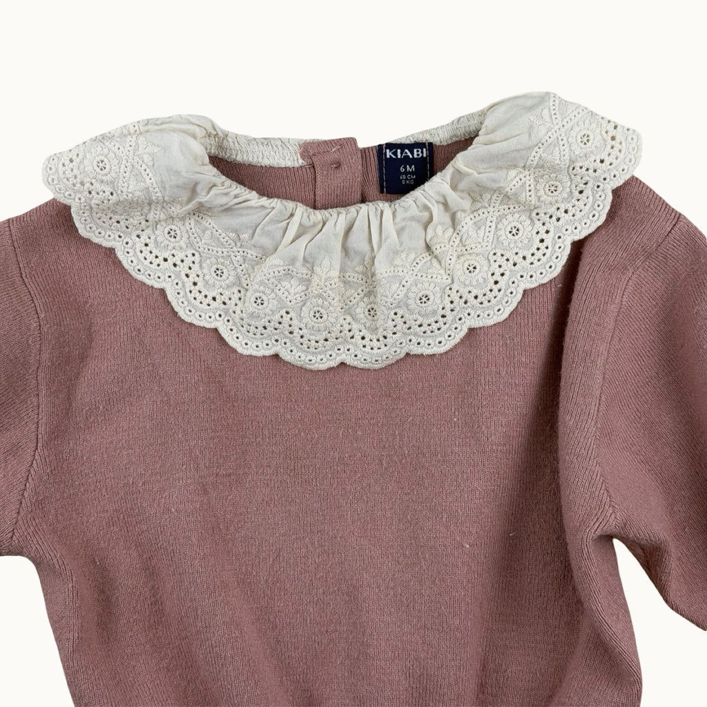 Pull avec col broderie anglaise - 6 mois