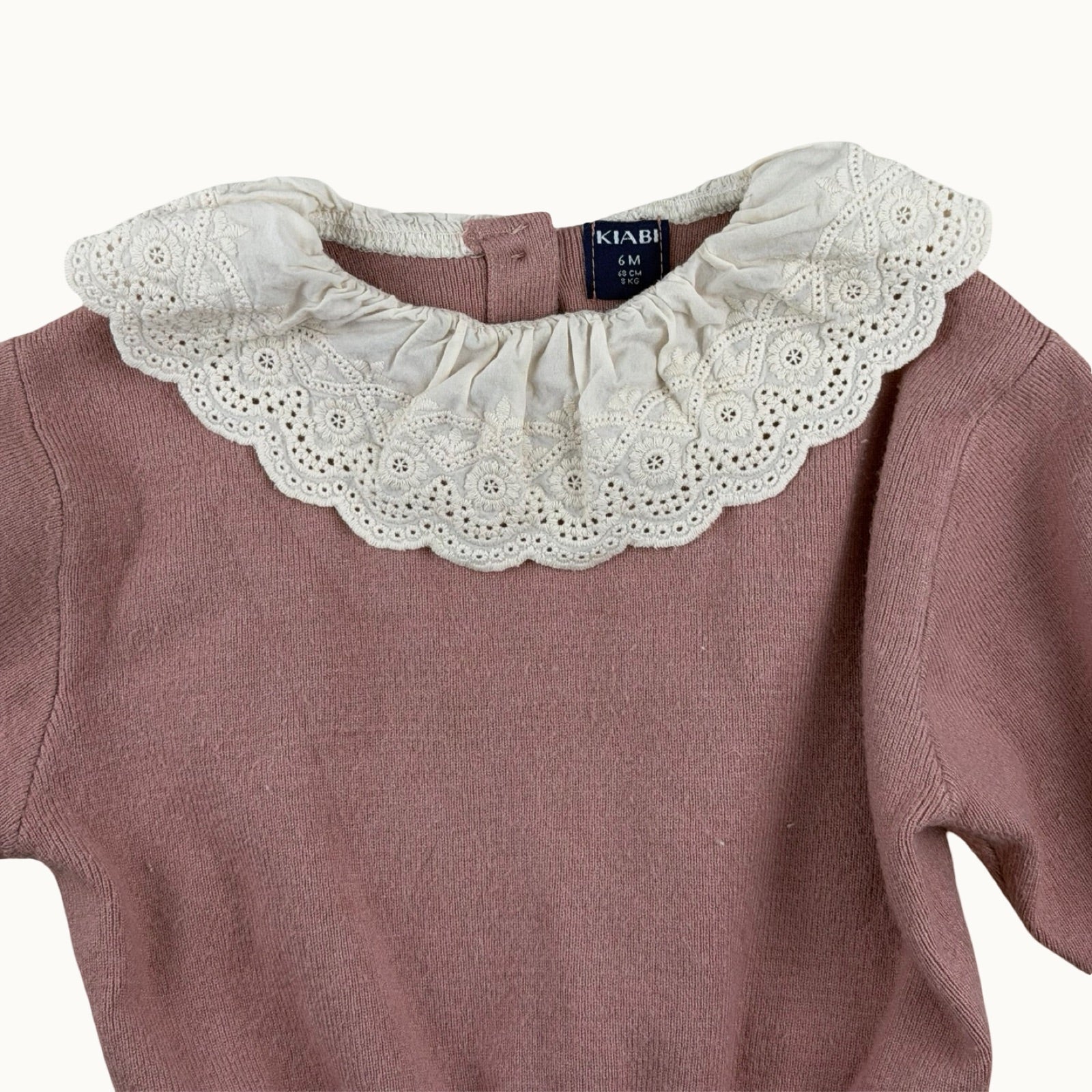 Pull avec col broderie anglaise - 6 mois