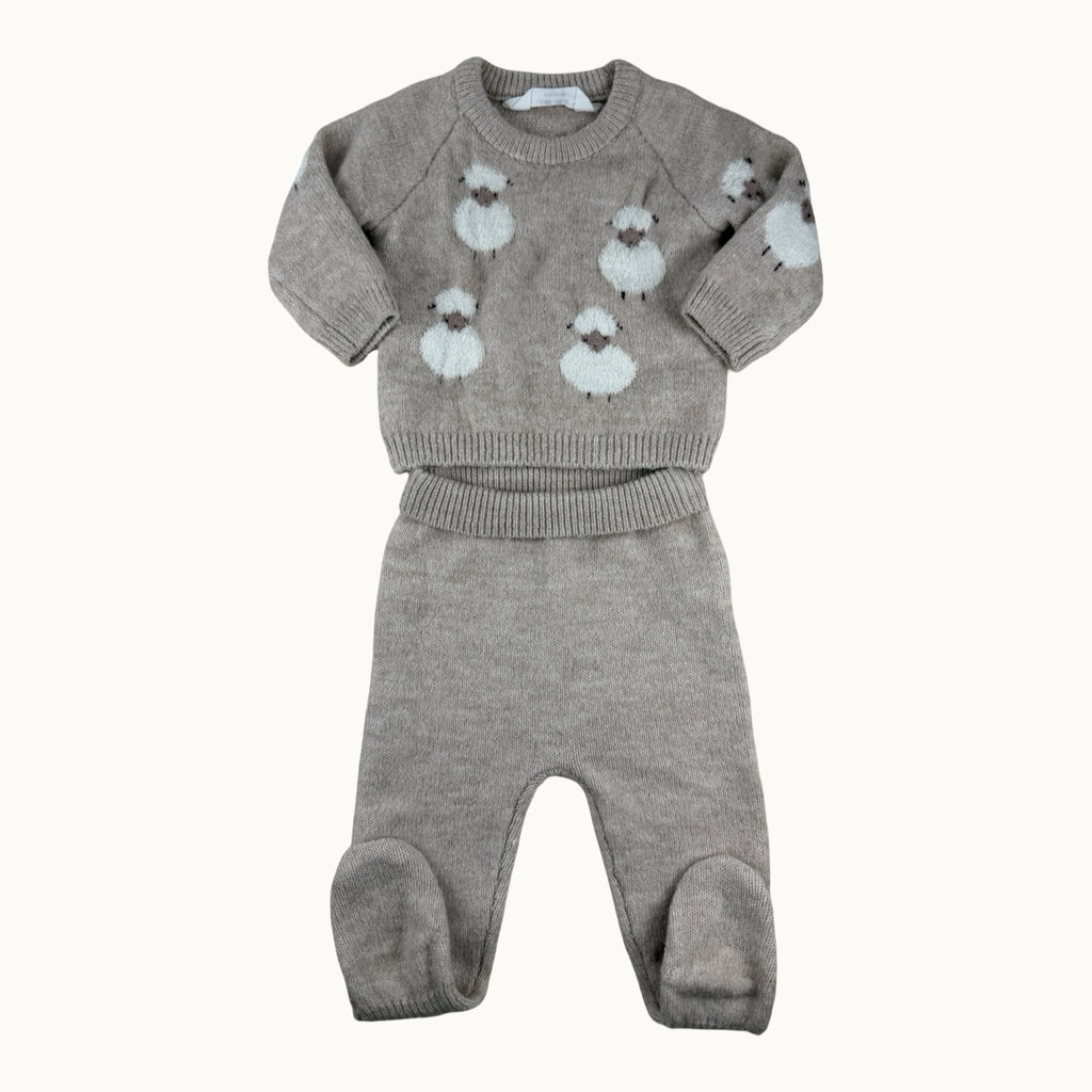 Ensemble pull moutons et pantalon - 6 mois