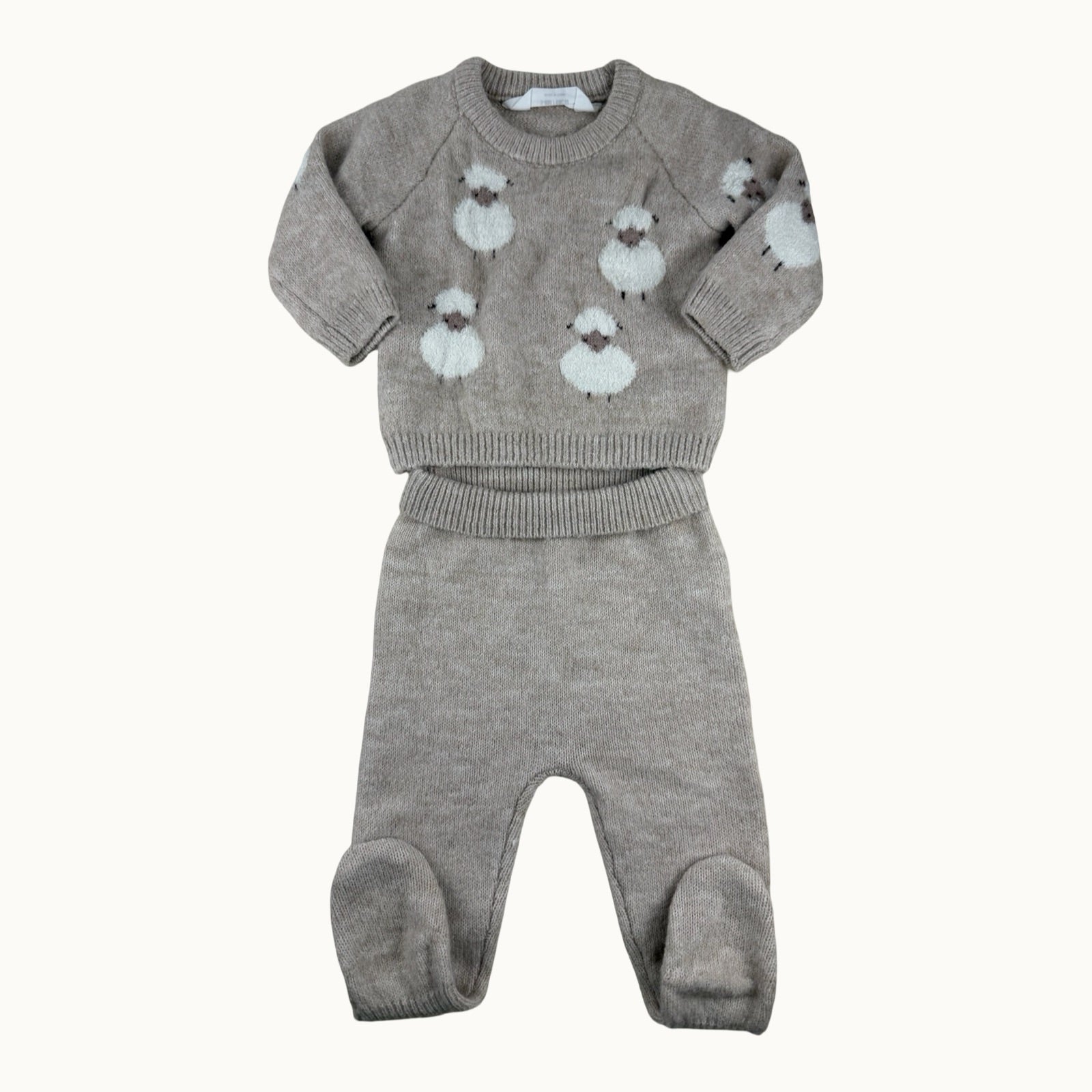 Ensemble pull moutons et pantalon - 6 mois