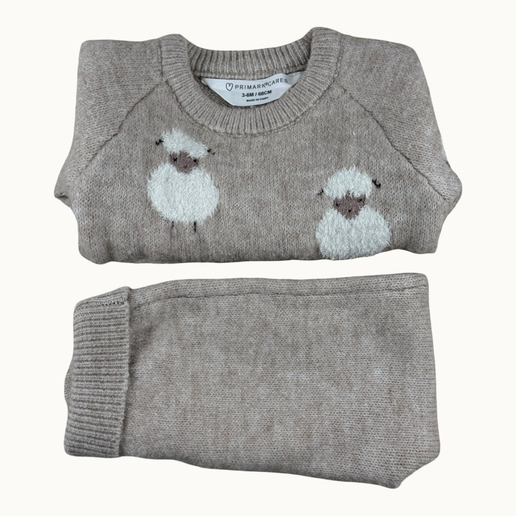 Ensemble pull moutons et pantalon - 6 mois