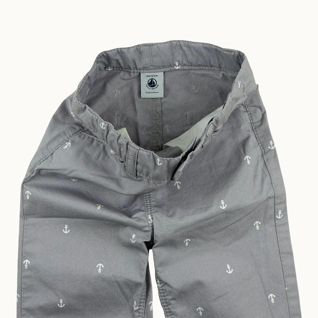Pantalon chino imprimé ancres Petit Bateau - 6 mois
