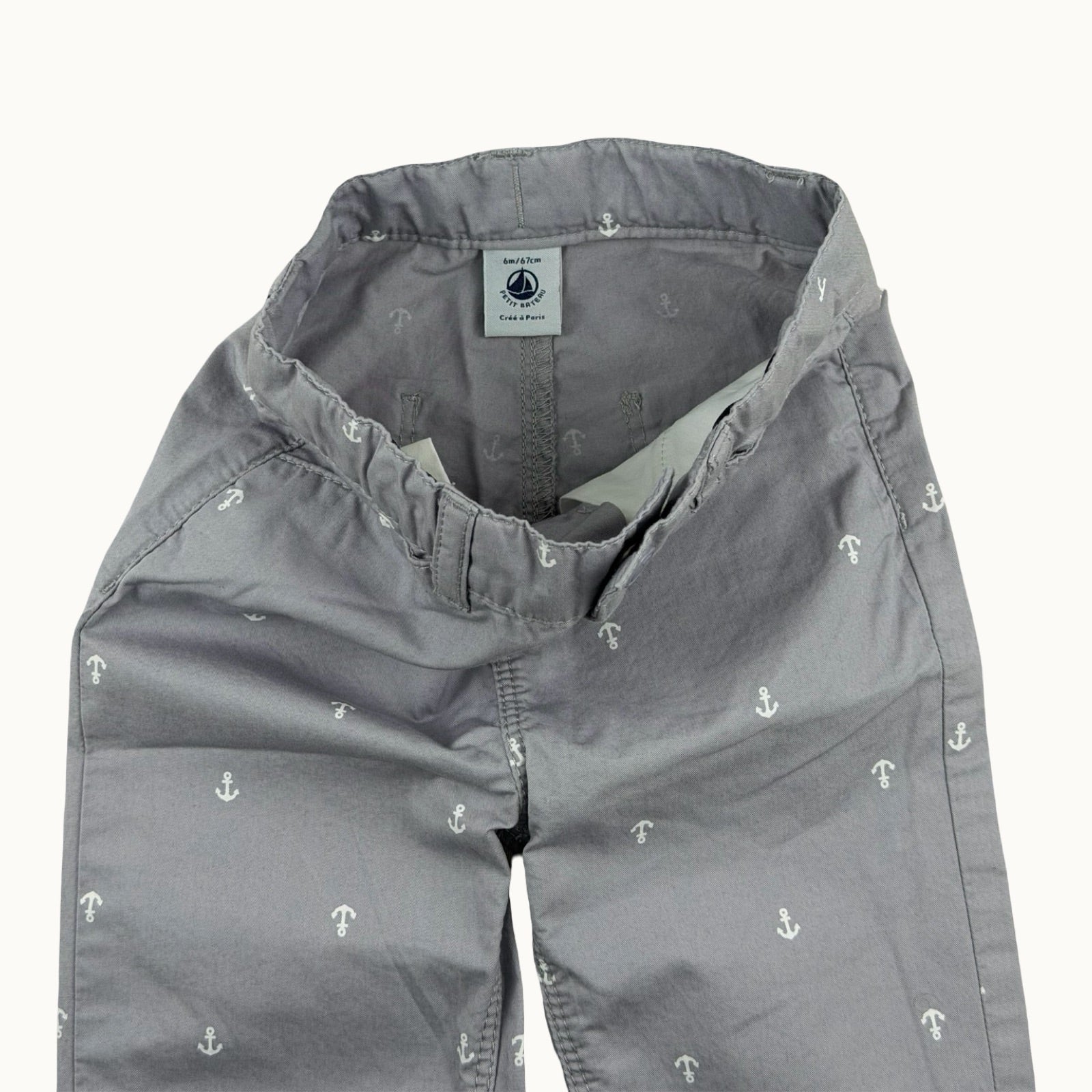 Pantalon chino imprimé ancres Petit Bateau - 6 mois
