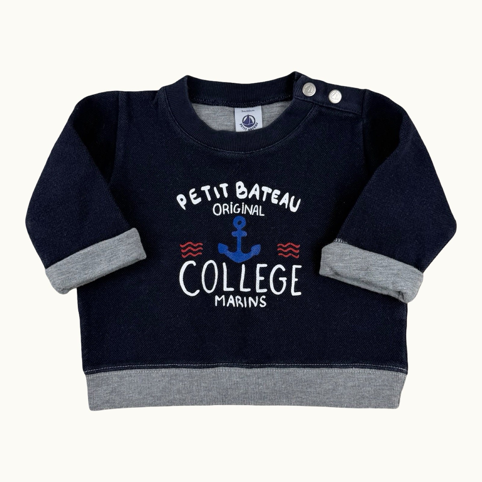 Sweat "Collège Marins" Petit Bateau - 3 mois