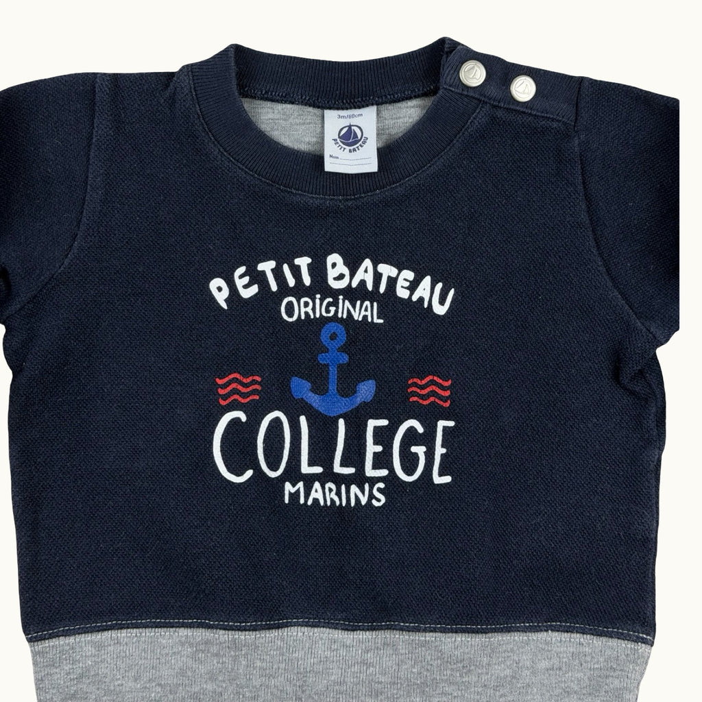 Sweat "Collège Marins" Petit Bateau - 3 mois