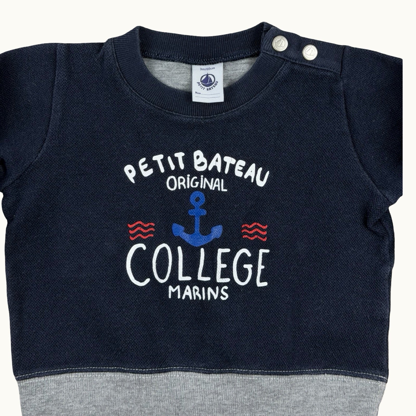Sweat "Collège Marins" Petit Bateau - 3 mois