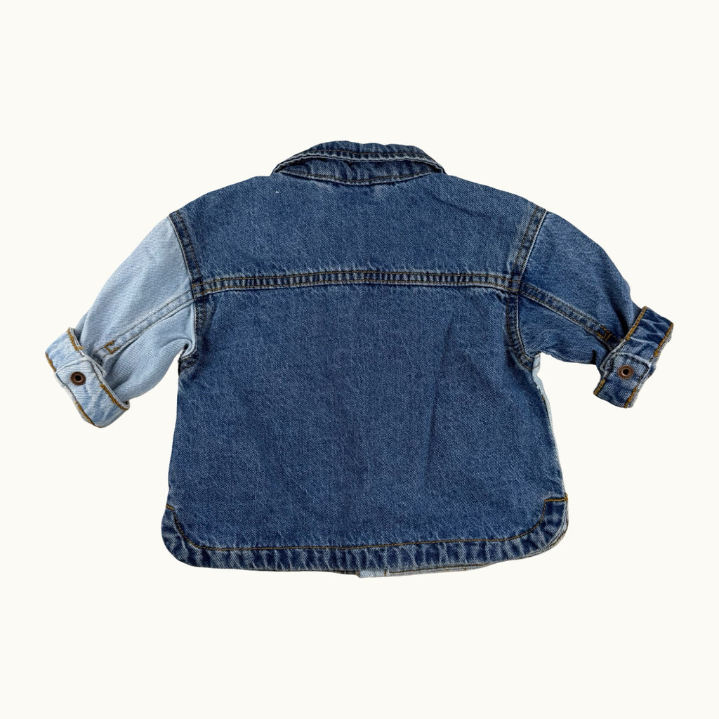 Veste chemise jean bicolore Vertbaudet - 3 mois