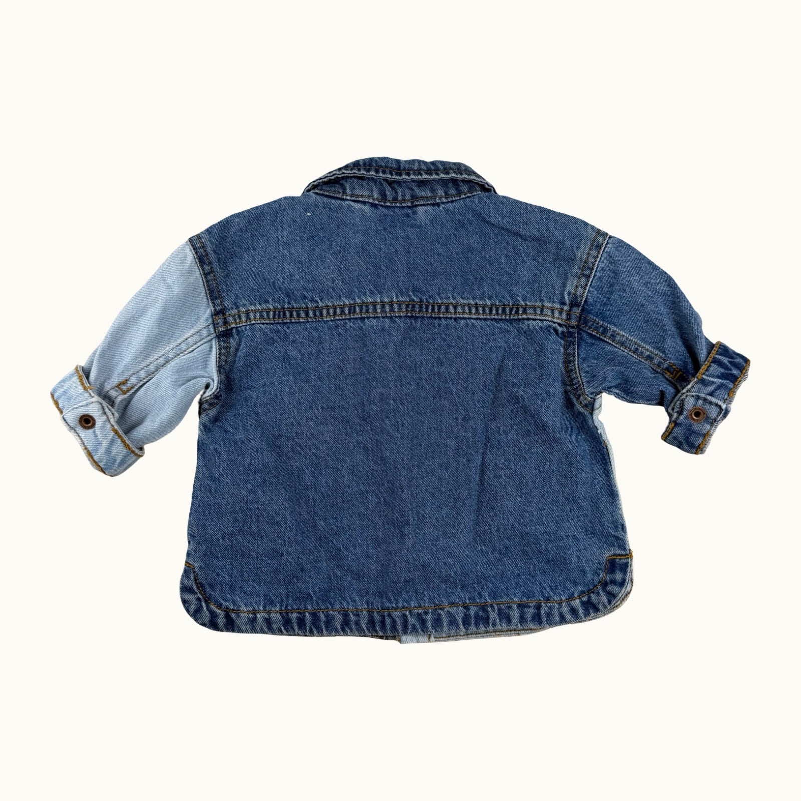 Veste chemise jean bicolore Vertbaudet - 3 mois