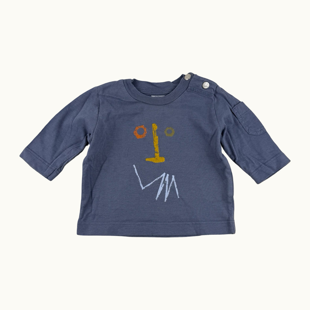 T-shirt manches longues visage Petit Bateau - 3 mois