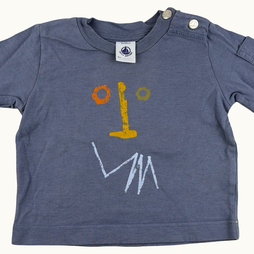 T-shirt manches longues visage Petit Bateau - 3 mois