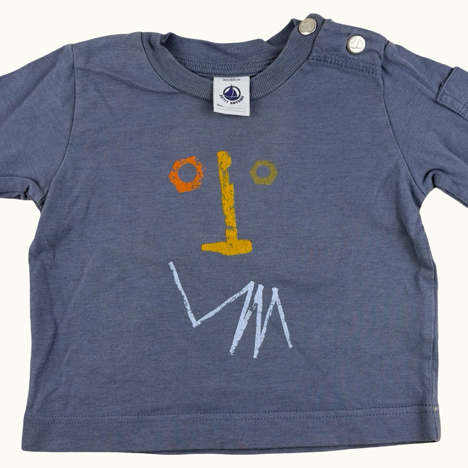 T-shirt manches longues visage Petit Bateau - 3 mois