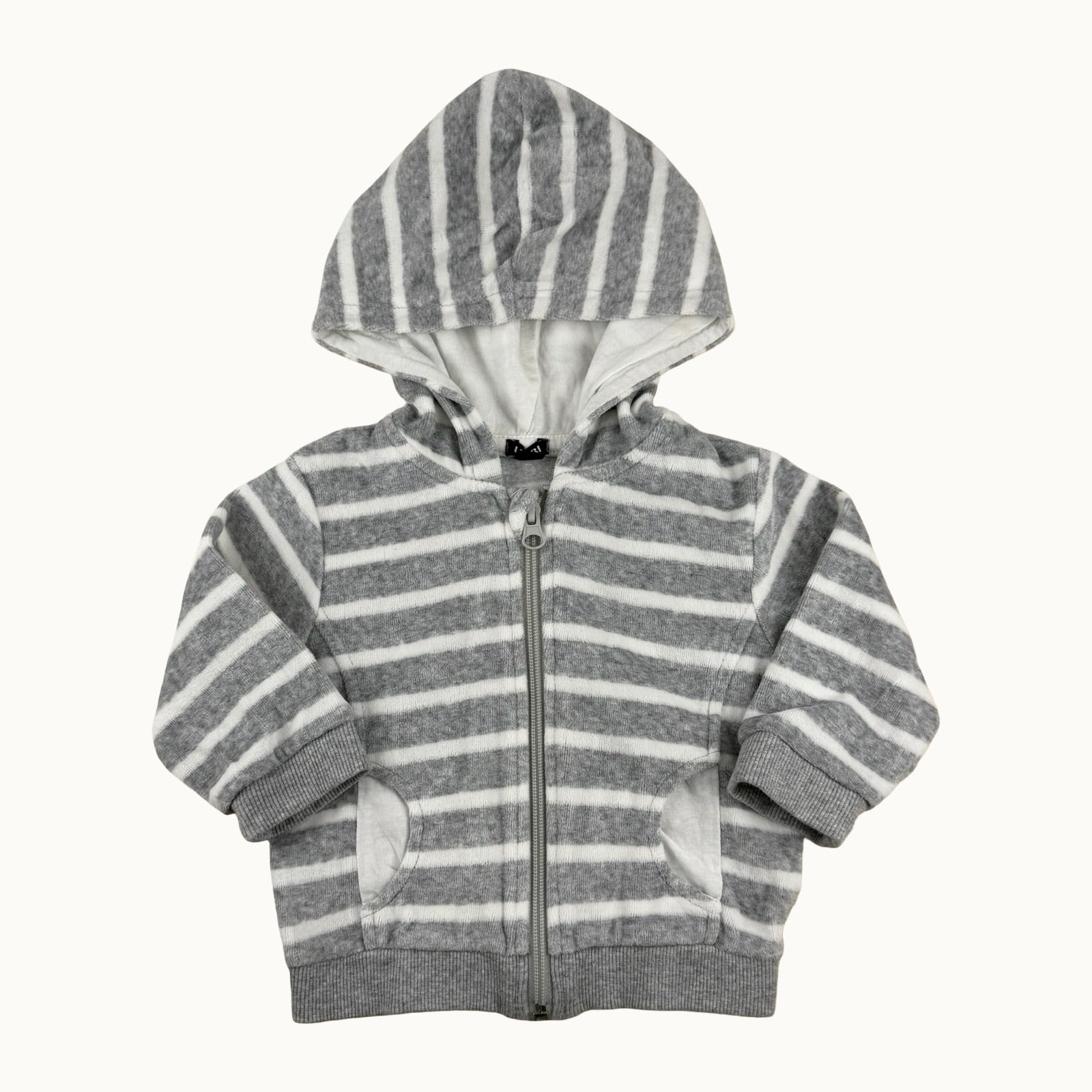Veste rayée avec capuche velours - 9 mois