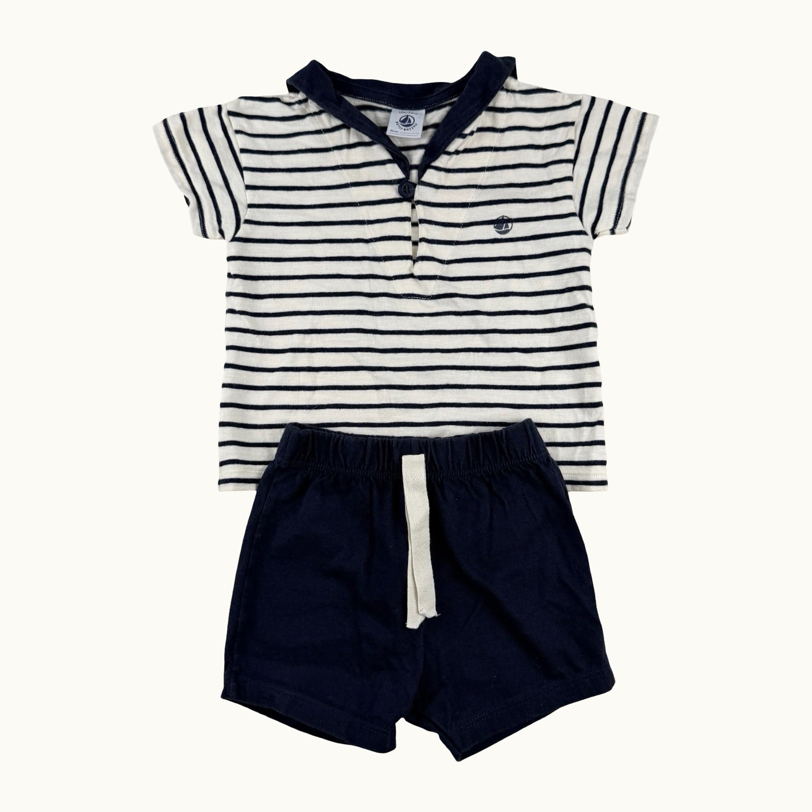 Ensemble t-shirt avec col et short Petit Bateau - 12 mois