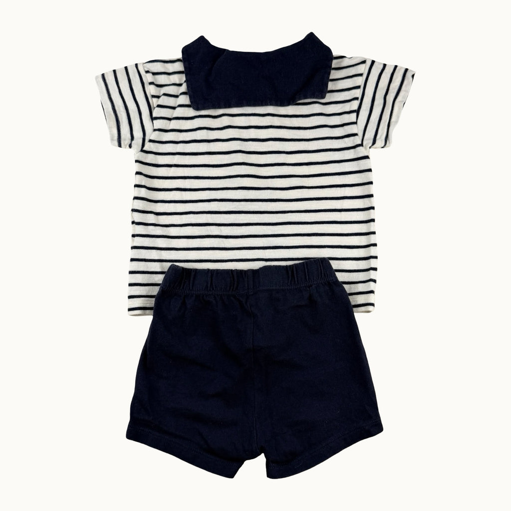 Ensemble t-shirt avec col et short Petit Bateau - 12 mois