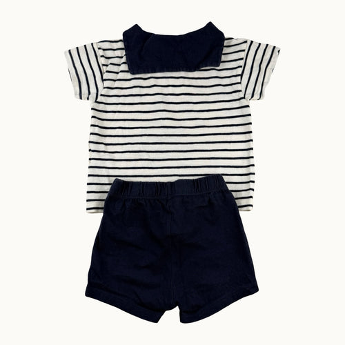 Ensemble t-shirt avec col et short Petit Bateau - 12 mois