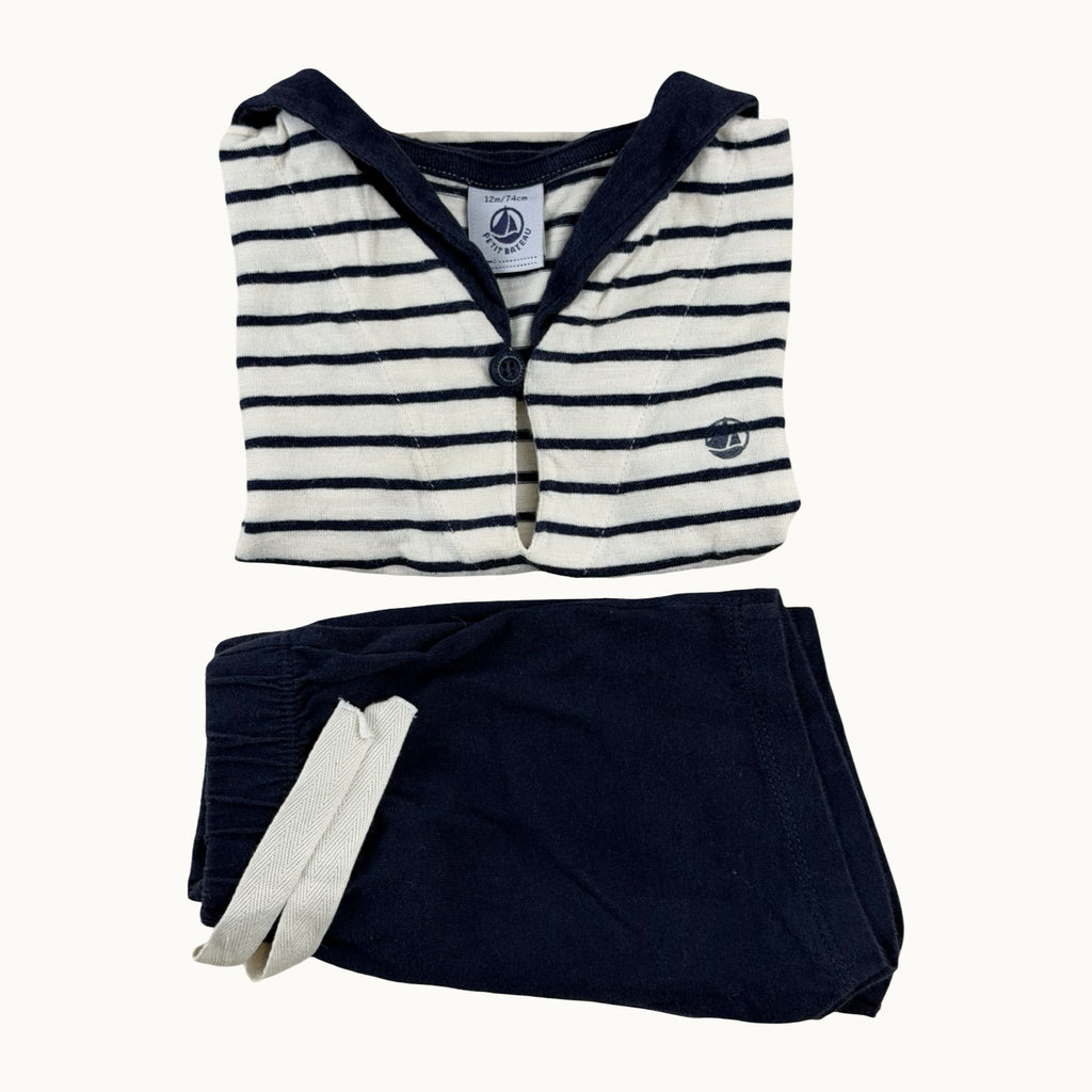 Ensemble t-shirt avec col et short Petit Bateau - 12 mois